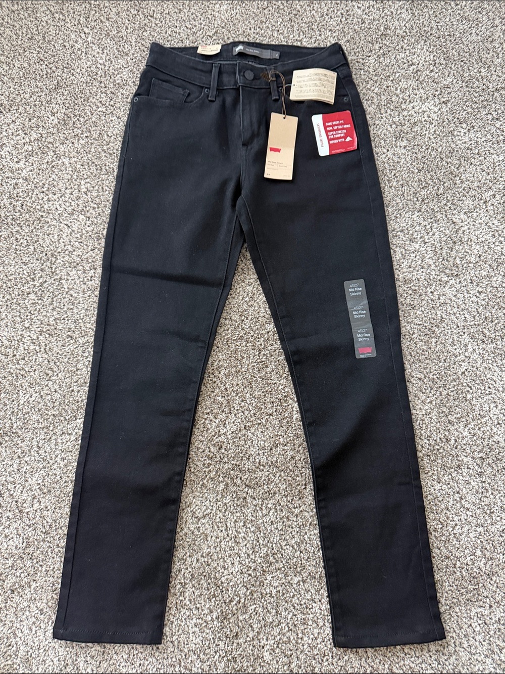 NWT Levi's Black Mid-Rise Skinny Jeans women’s size 4S/27